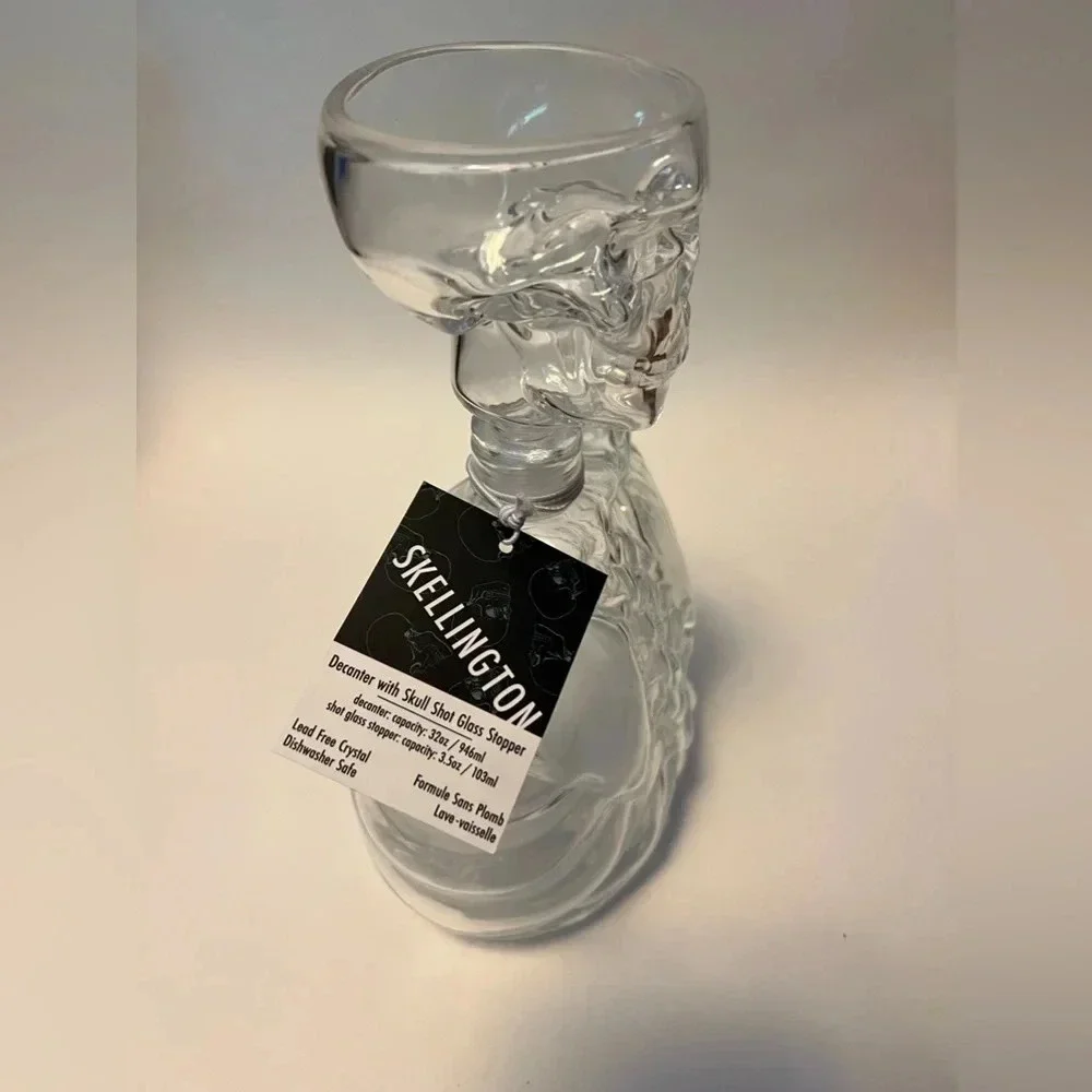 NEW GODINGER Skellington Skeleton Shaped Decanter & Skull Glass shot